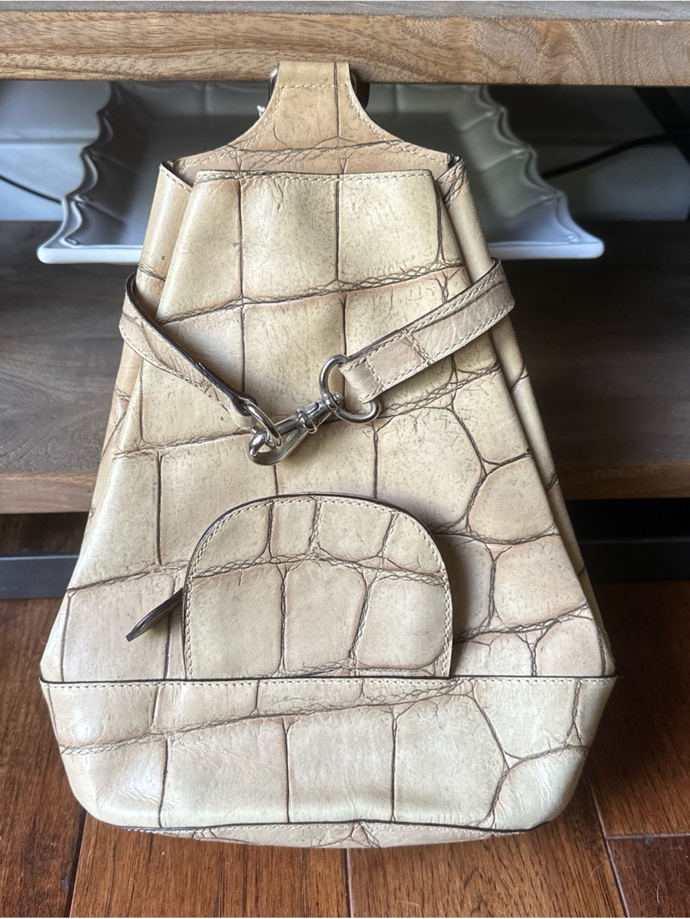 Vintage Dooney And Bourke Croc Mini Backpack Purse Crocodile Leather Handbag
